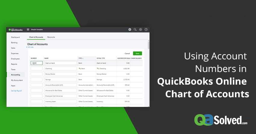 Using Account Numbers in QuickBooks Online Chart of Accounts