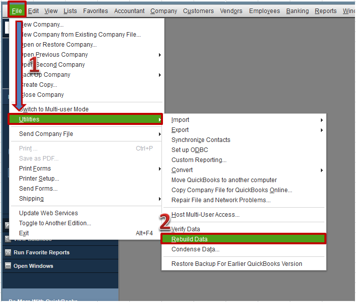 is it safe to run rebuild data in quickbooks