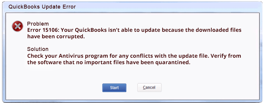 QuickBooks Update Error 15106 QuickBooks Update Error 15106