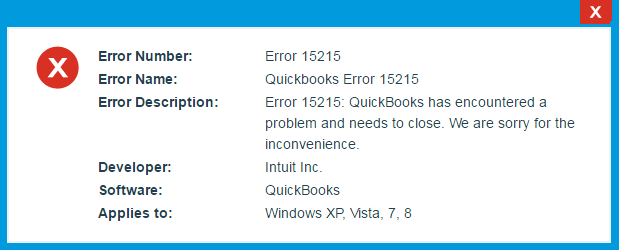 QuickBooks Update Error 15215