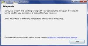 quickbooks file doctor hasn’t detected the issue
