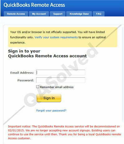 quickbooks remote access account