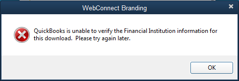 QuickBooks Is Unable To Verify Financial Institution