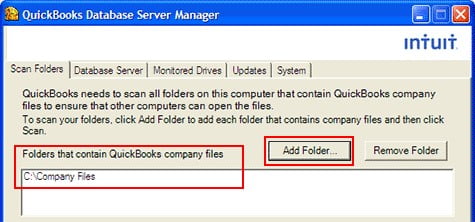 adding folders in quickbooks database server manager