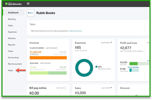 Connect QuickBooks Online to PayPal App