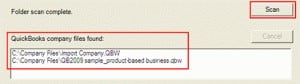 select the scan option in quickbooks database server manager