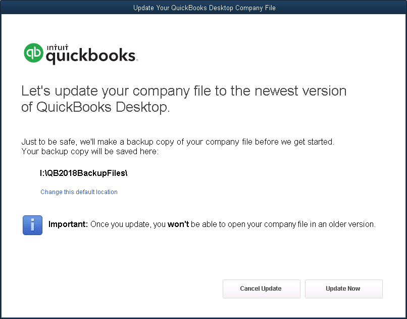 update the quickbooks company file