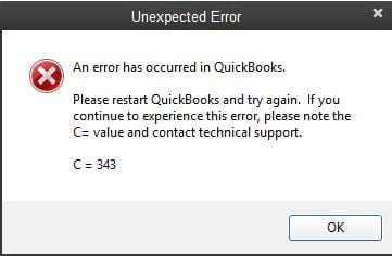 QuickBooks Error C 343