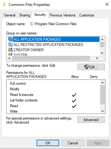 Choose Security and then Edit