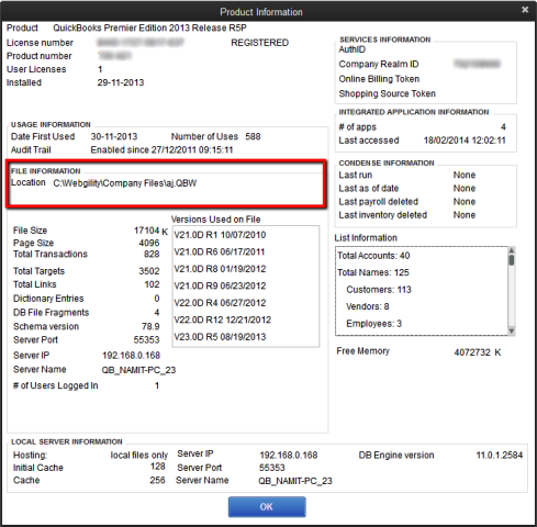 QuickBooks Company File Location QuickBooks Company File Location