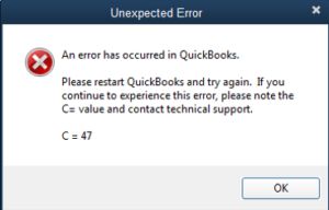QuickBooks Error C = 47