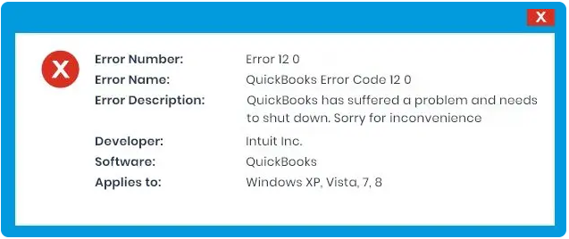 QuickBooks Error 12, 0