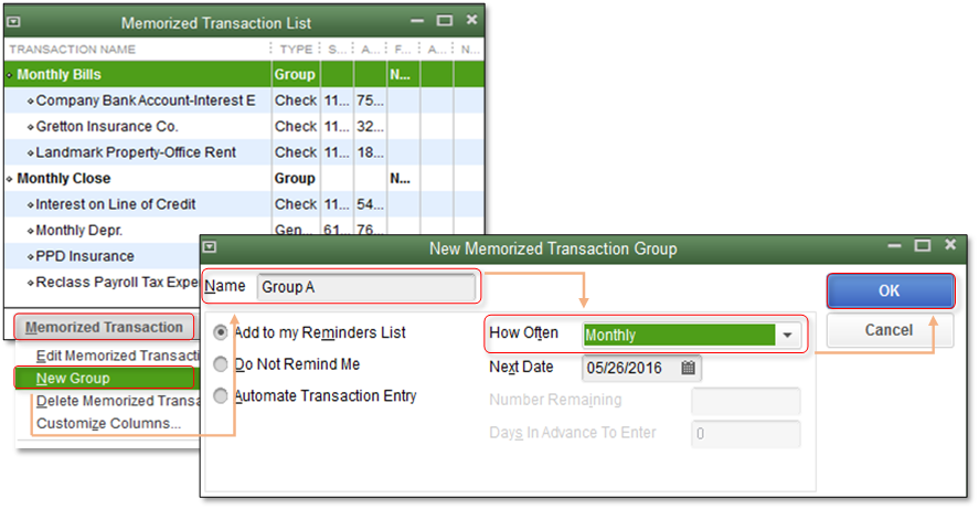 Create a Memorized Transaction Group