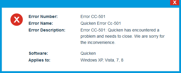 Quicken Error CC-501