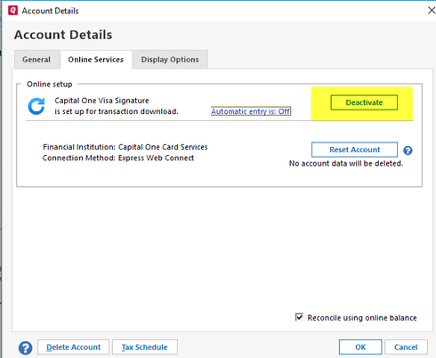  Quicken Capital One download error