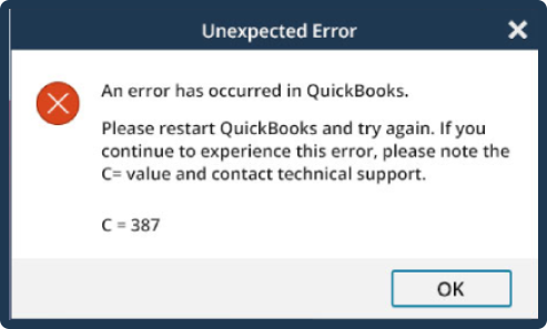 QuickBooks Unexpected Error C=387