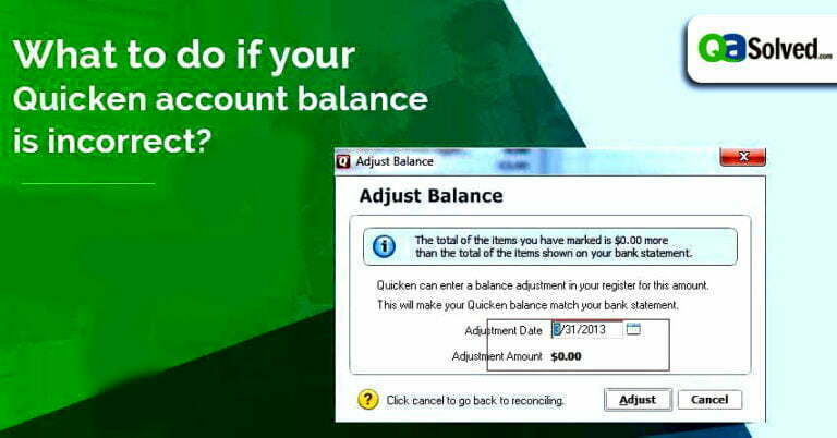 quicken account balance incorrect