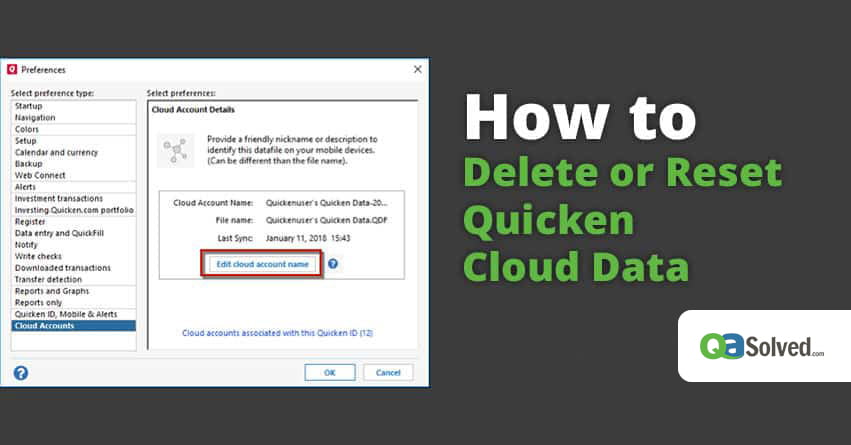delete quicken cloud data
