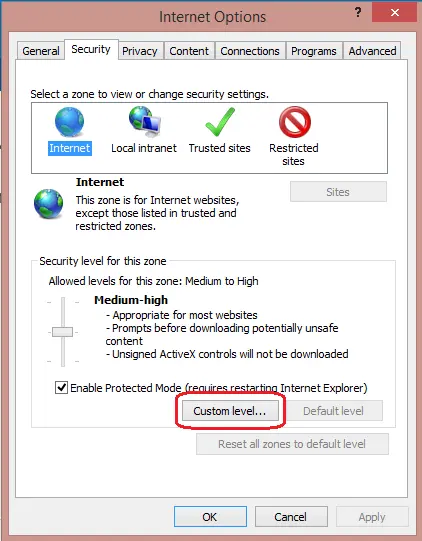 Verifying the settings of Active scripting in the internet explorer