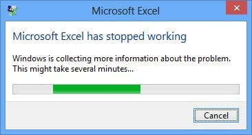 Excel has stopped working