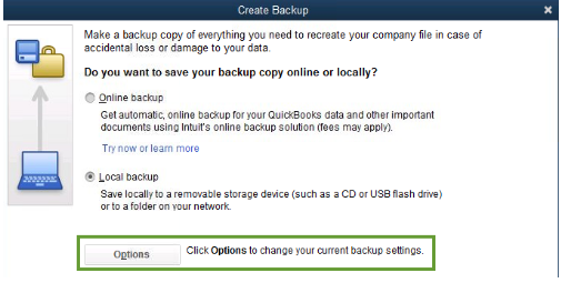 Select create local backup
