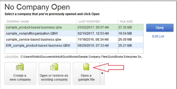 Access the sample file