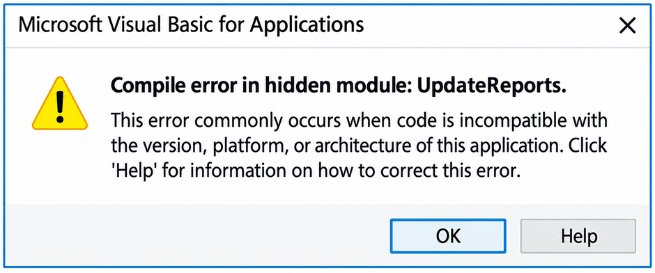 QuickBooks Compile Error in Hidden Module