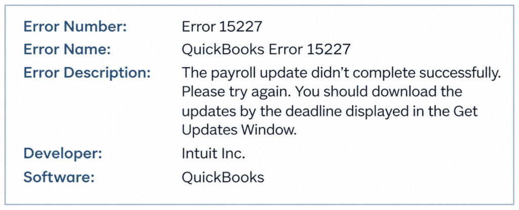 QuickBooks Error 15227 Message
