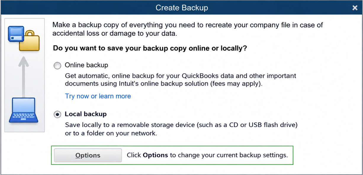 Change Backup Settings in QuickBooks Desktop 