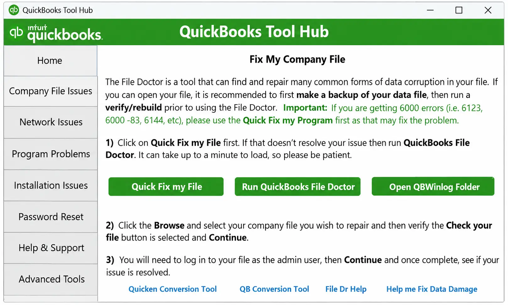 Company File Issues