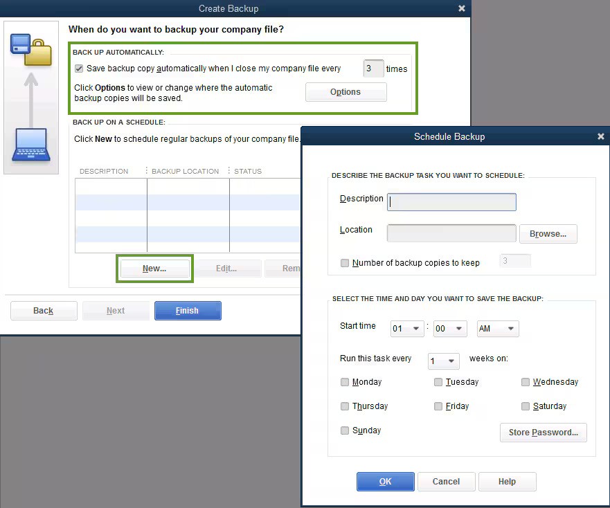 Schedule a Backup QuickBooks Desktop