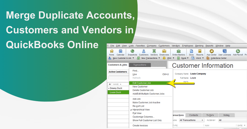 Duplicate Accounts Customers vendors