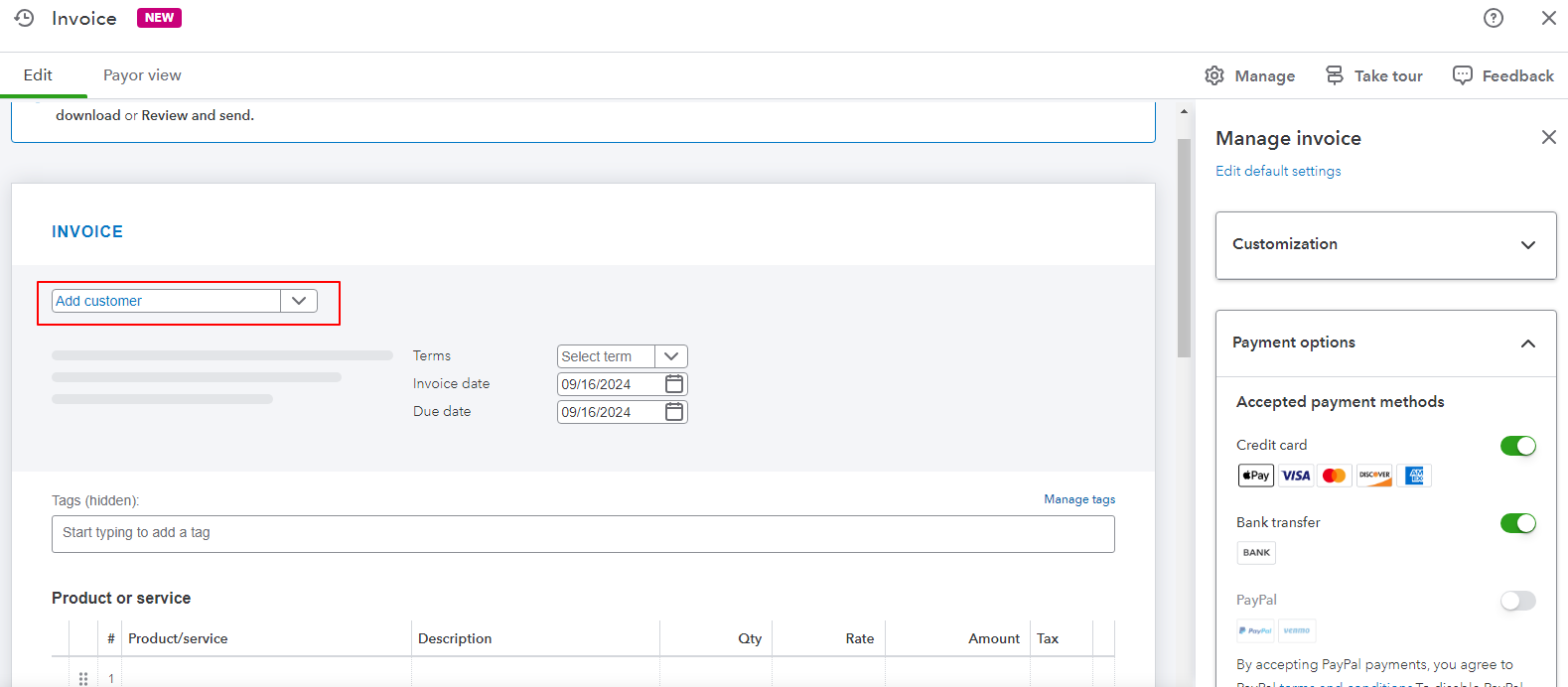 add new customer in new layout