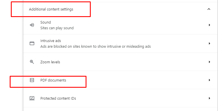 Select additional Content and PDF settings.