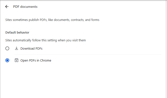 Click on chrome PDFs in Chrome