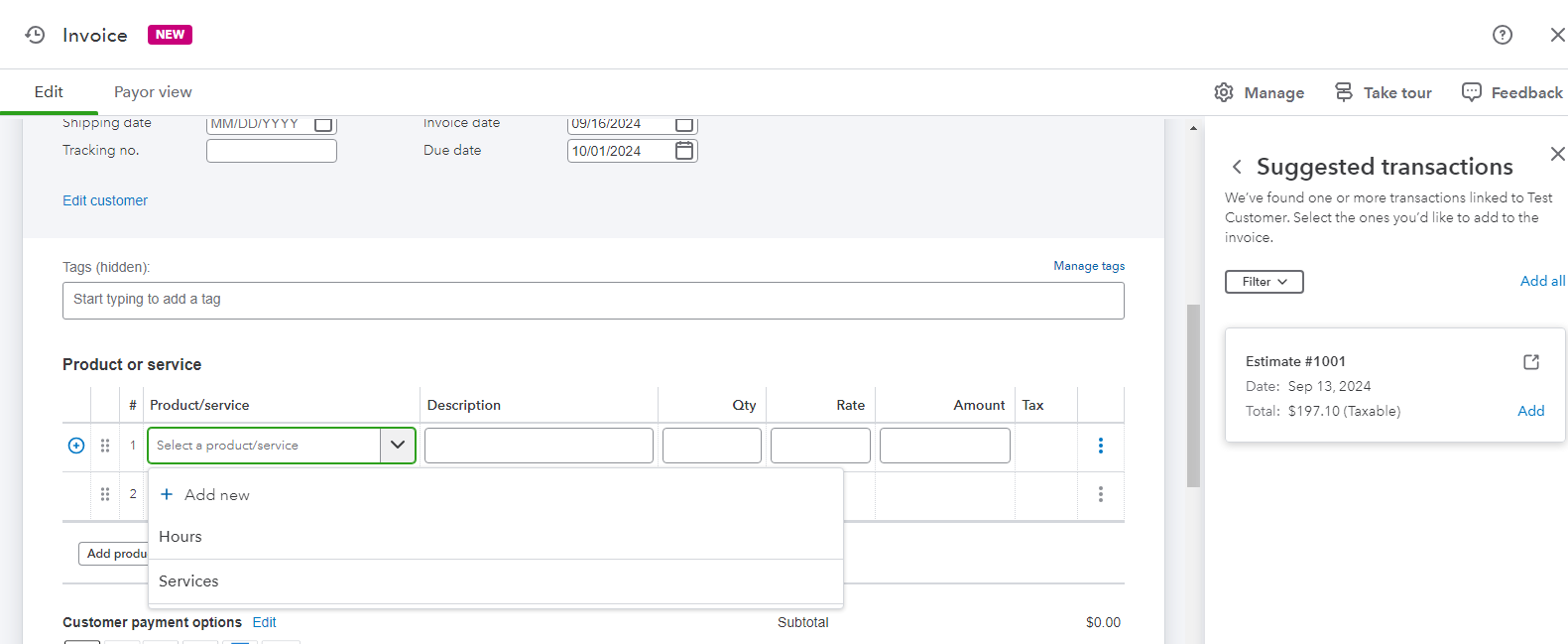 opt for add products and services
