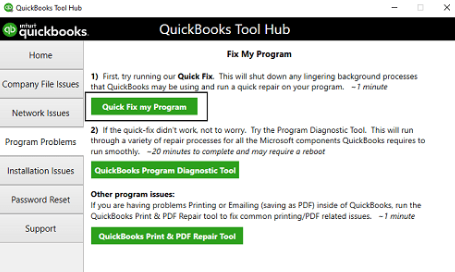 Run Quick Fix My Program