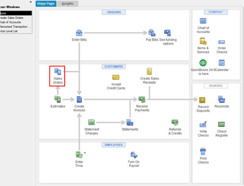 Select Sales Order in QB Desktop