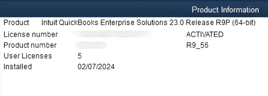 QuickBooks License Number and Product Key