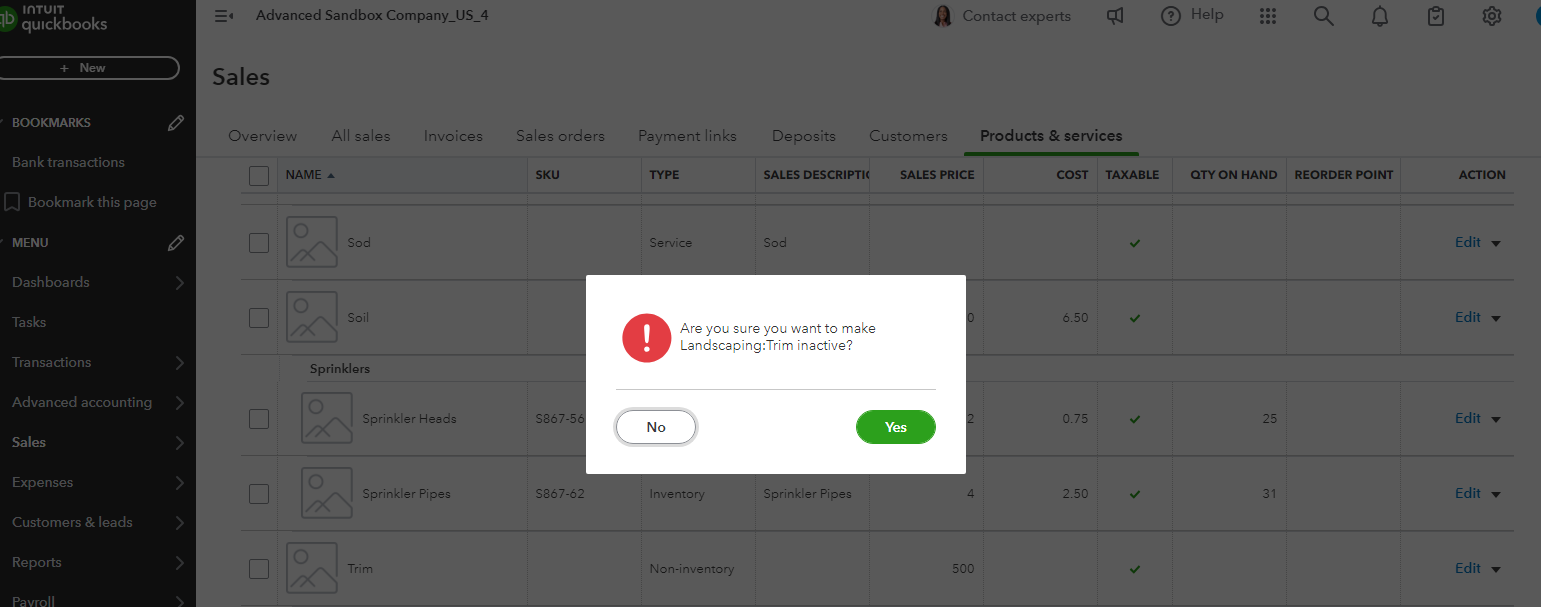 click inactive to confirm