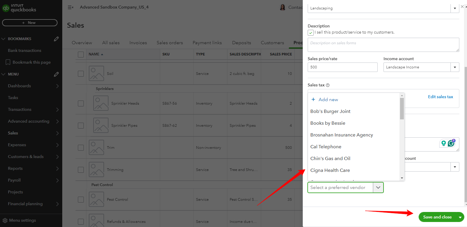 pick product vendor and save