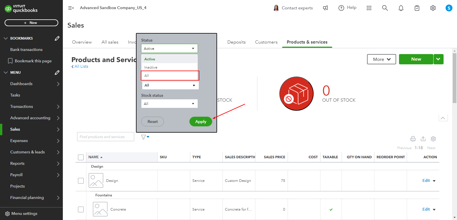 select all status in filter