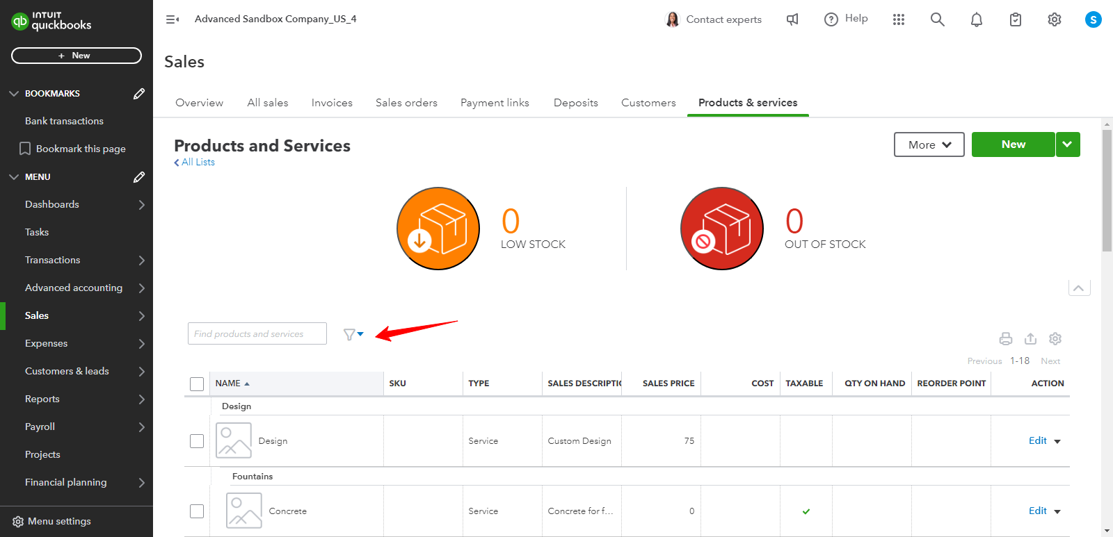 select product filter