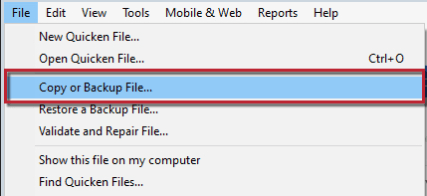 Backup Quicken Files in Windows
