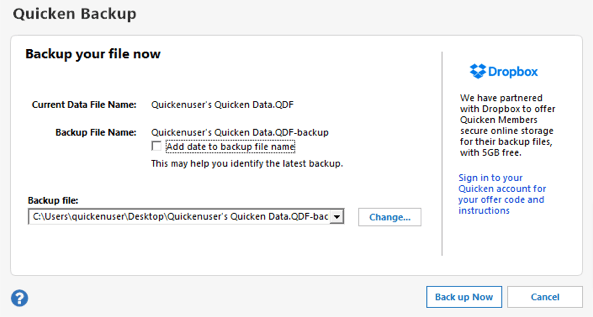 Quicken Backup