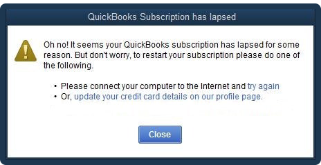 QuickBooks Subscription has Lapsed